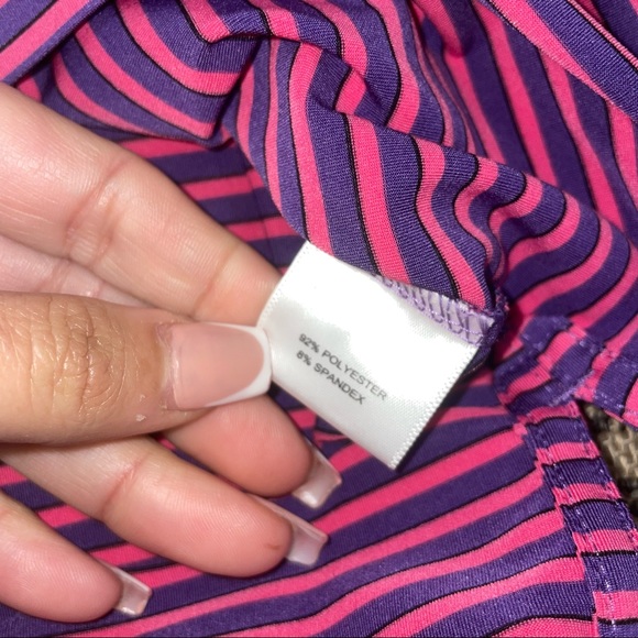 Peter Millar Summer Comfort Purple/Pink Striped Short Sleeve Polo Shirt Size XL - Picture 6 of 10